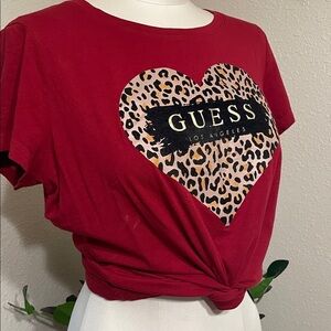 Guess Women's Red Heart Graphic Top
